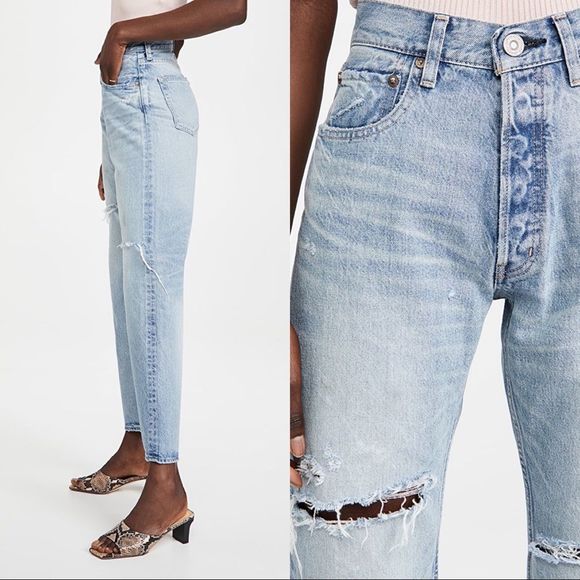 MOUSSY VINTAGE MV Teaneck Wide Straight Jeans size 24” in light/Blue - Picture 3 of 12